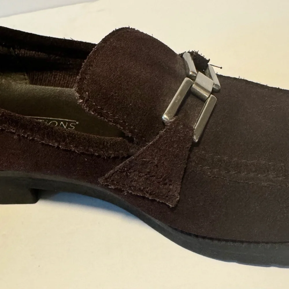 Predictions Women's 7.5 Loafers Faux Suede Buckle Slip-On Brown